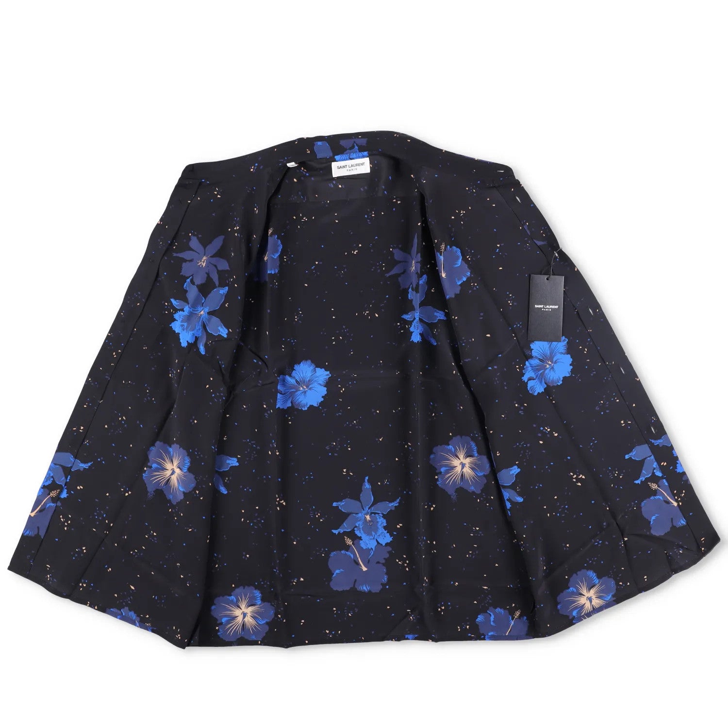 SAINT LAURENT Mens Shirt Silk Print Button-Up Black Short Sleeve Size 41 RRP 950 — View 6