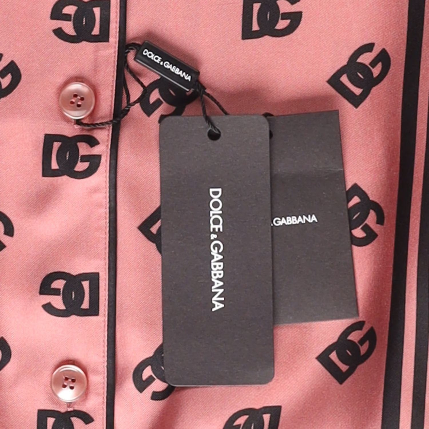 DOLCE & GABBANA Womens Dolce Allover Logo Blouse Belted Silk Pink 40 RRP 2100 — View 12