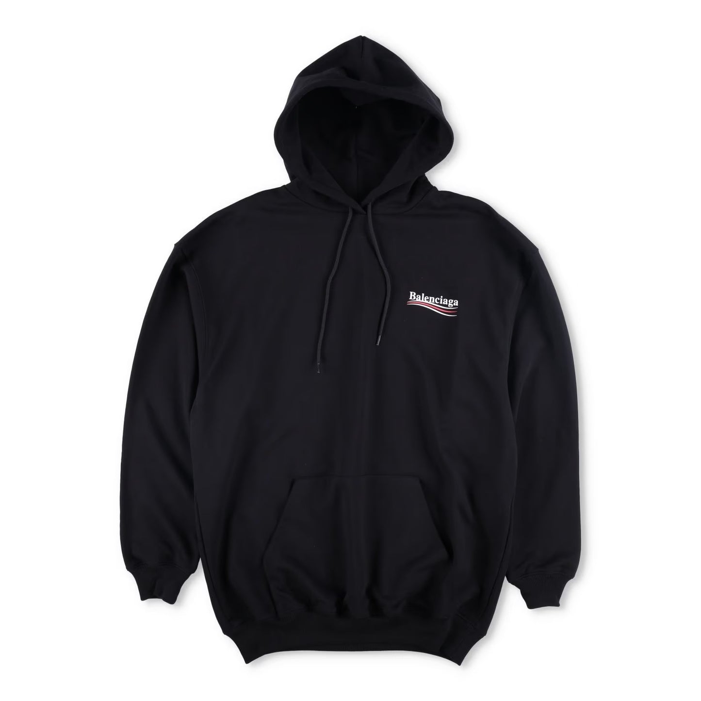 BALENCIAGA Unisex Adults Hoodie Cotton Black Kangaroo Pocket Logo XS RRP 690