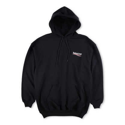 BALENCIAGA Unisex Adults Hoodie Cotton Black Kangaroo Pocket Logo XS RRP 690