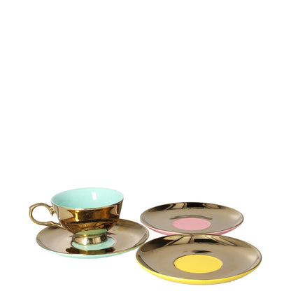 POLS POTTEN Legacy Gold Teaset Teacups and Saucers Metallic OS RRP 115