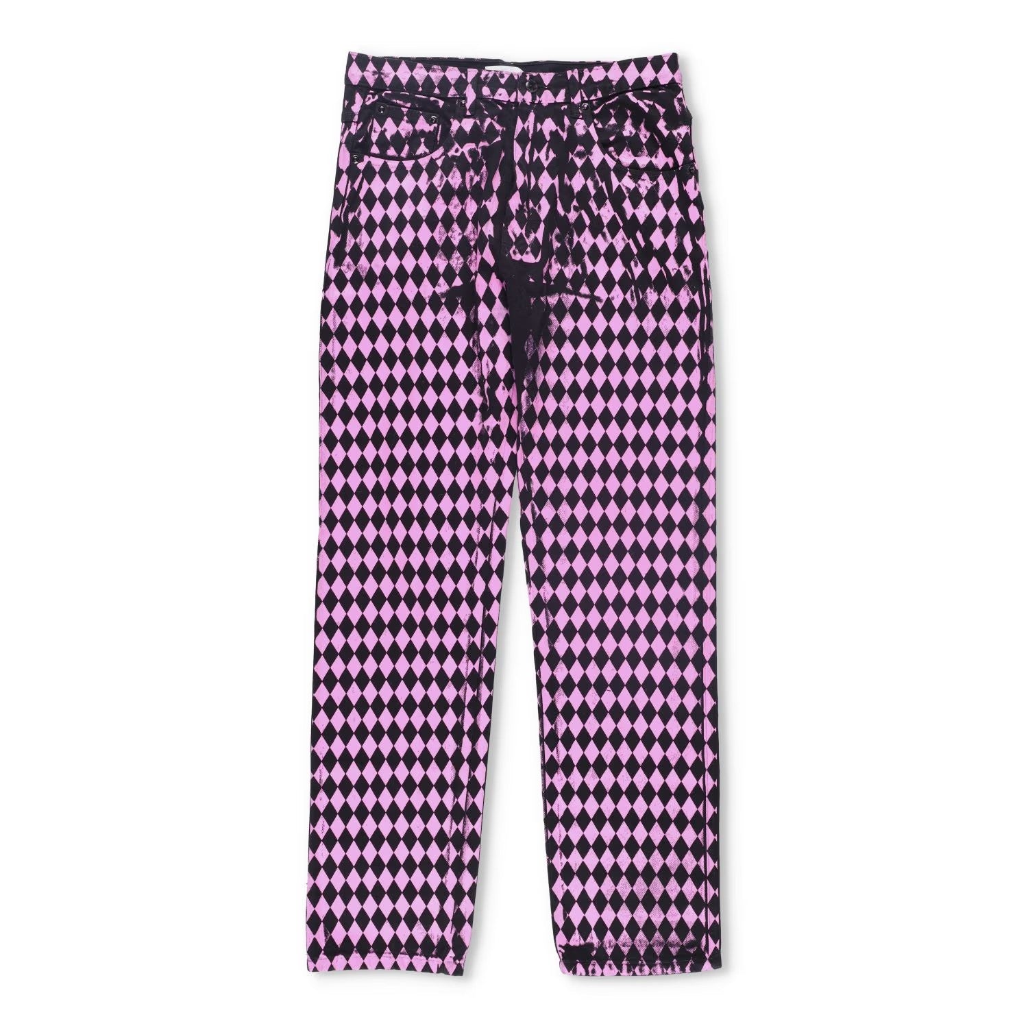 MAXIMILIAN Mens Trousers Diamond Pattern Pink Black Buttoned Size M RRP 300
