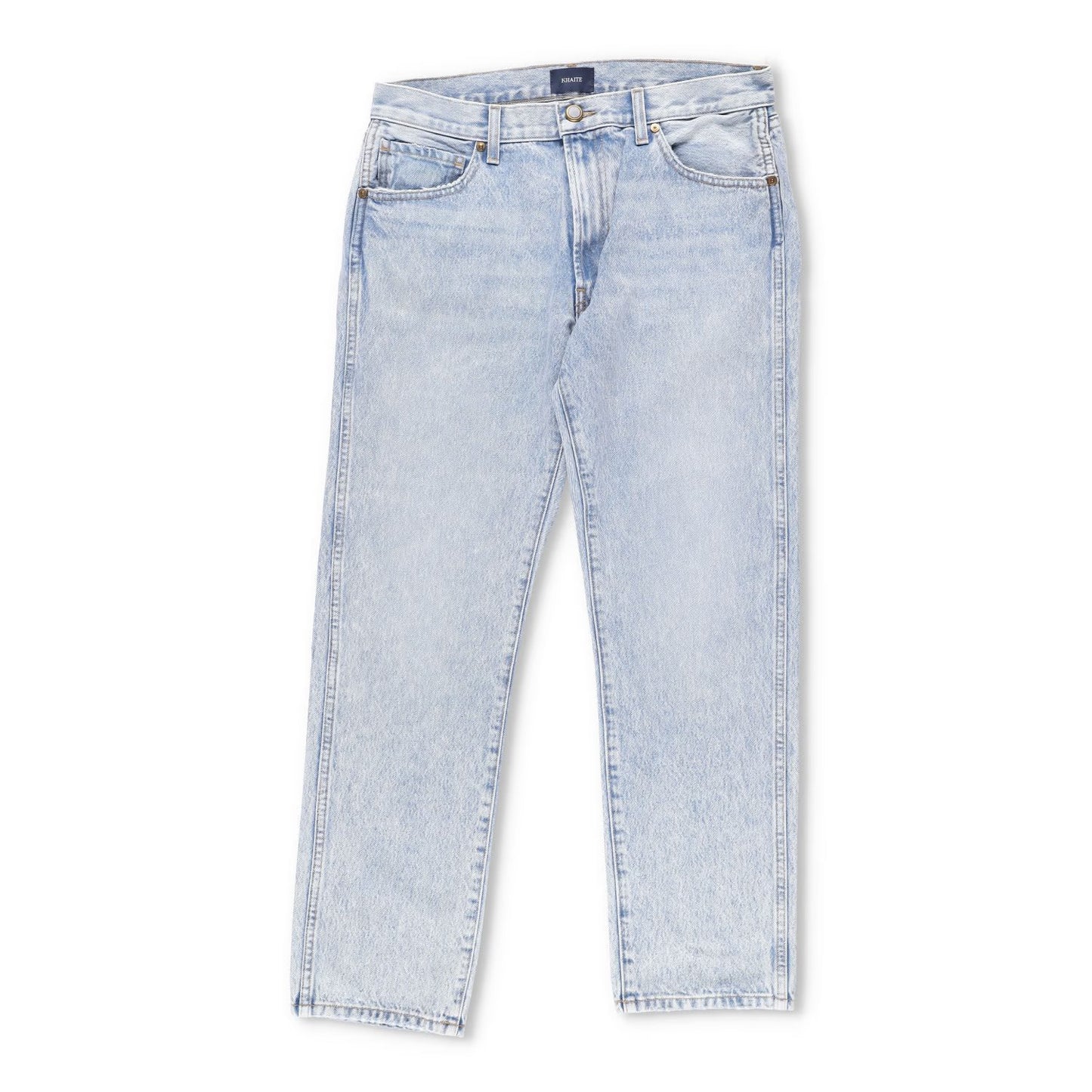 KHAITE Womens Straight Denim Jeans Light Wash Blue Button Comfort Size 28 RRP450