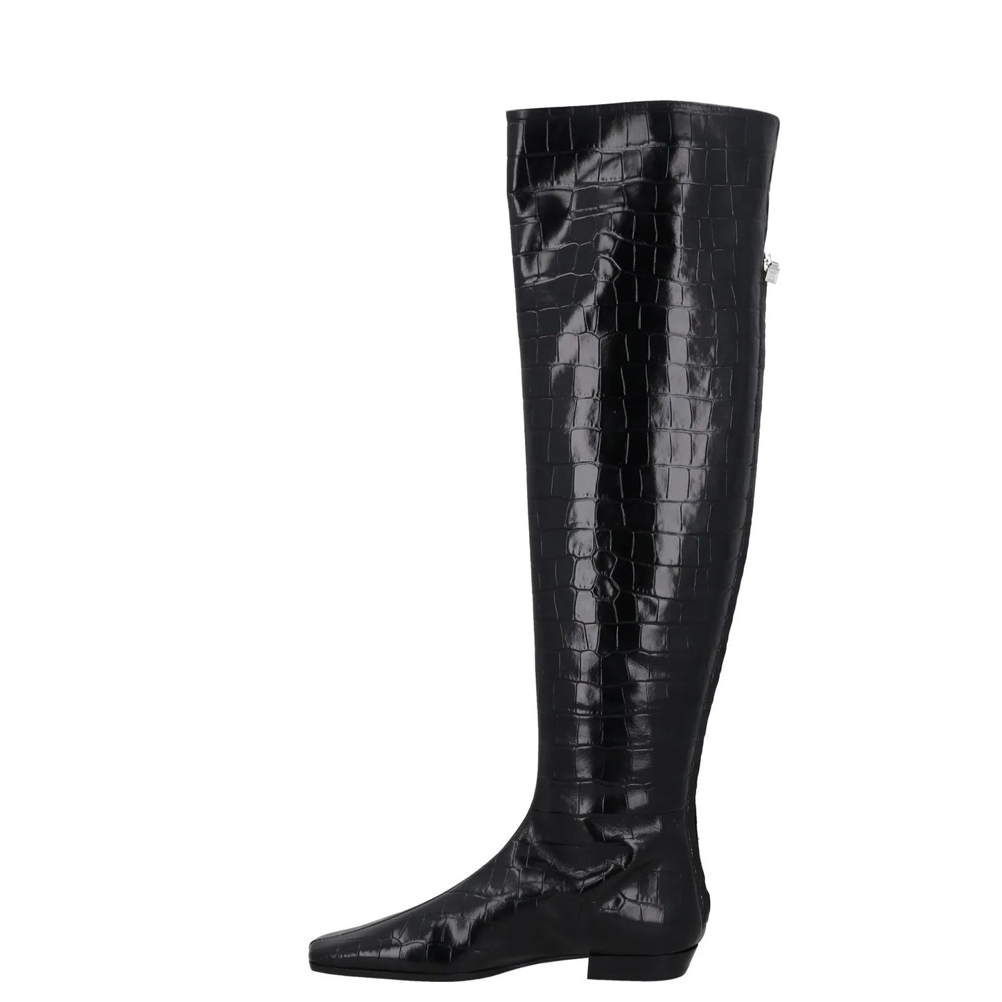 TOTEME Womens Knee High Boots Black Leather Slip On Pointed Croc UK 3 RRP 770 — View 4