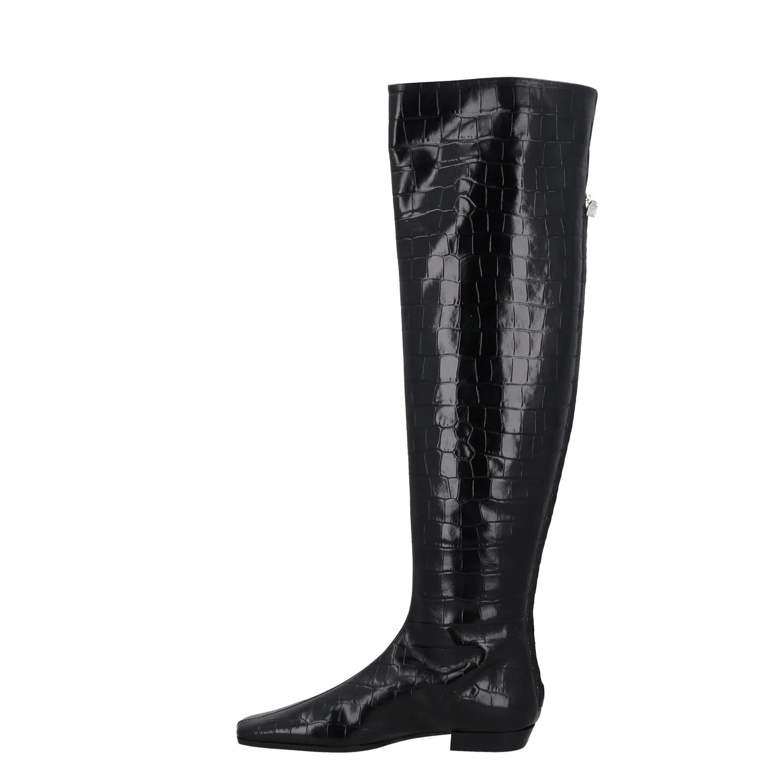 TOTEME Womens Knee High Boots Black Leather Slip On Pointed Croc UK 3 RRP 770 — View 4