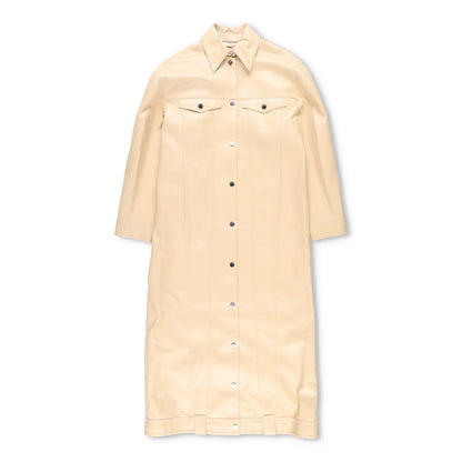 NANUSHKA Women Keano Trench Coat Long Collared Button Up Leather Beige M RRP1475 — View 2