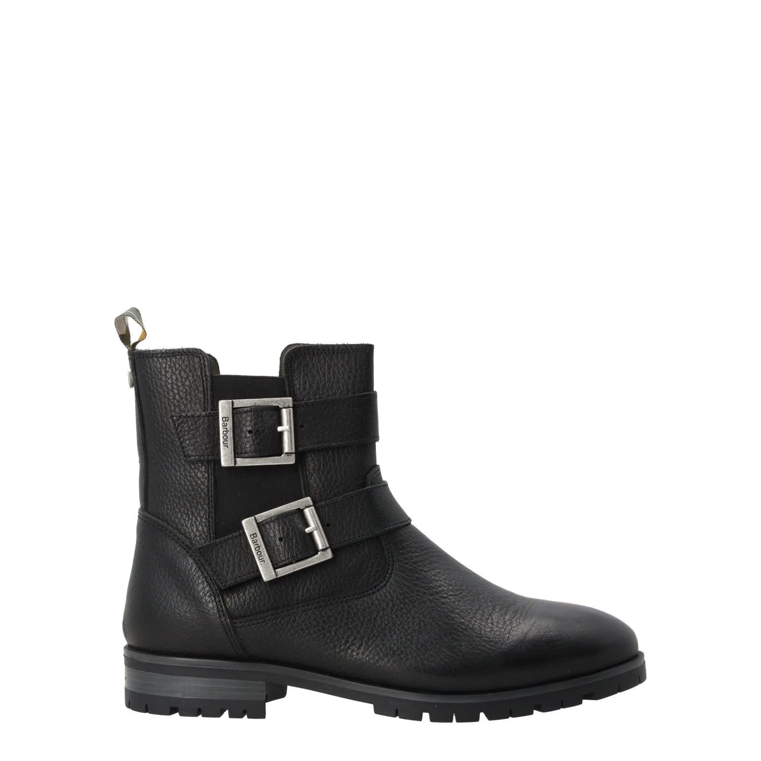 BARBOUR Womens Marina Ankle Boots Leather Black Two Silver Buckles UK 6 RRP 140