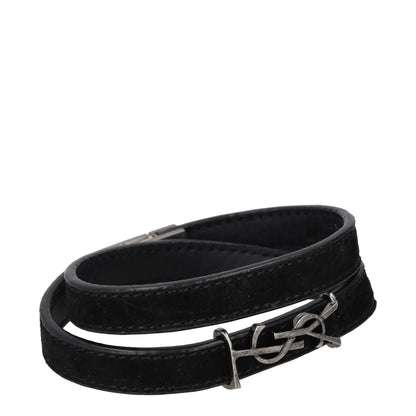 SAINT LAURENT Womens Bracelet Belt Black Leather Silver YSL RRP 275 — View 2