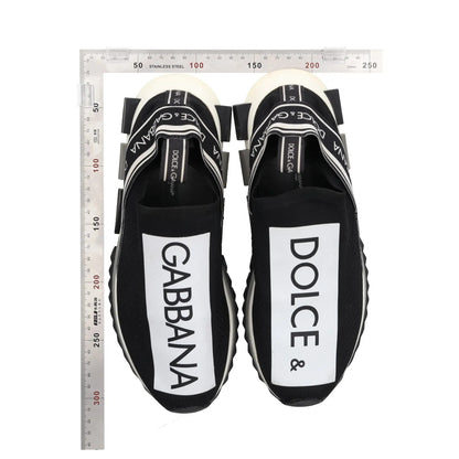 DOLCE & GABBANA Mens Sneakers Black White Fabric Trainers Slip On UK 7 RRP 600 — View 6