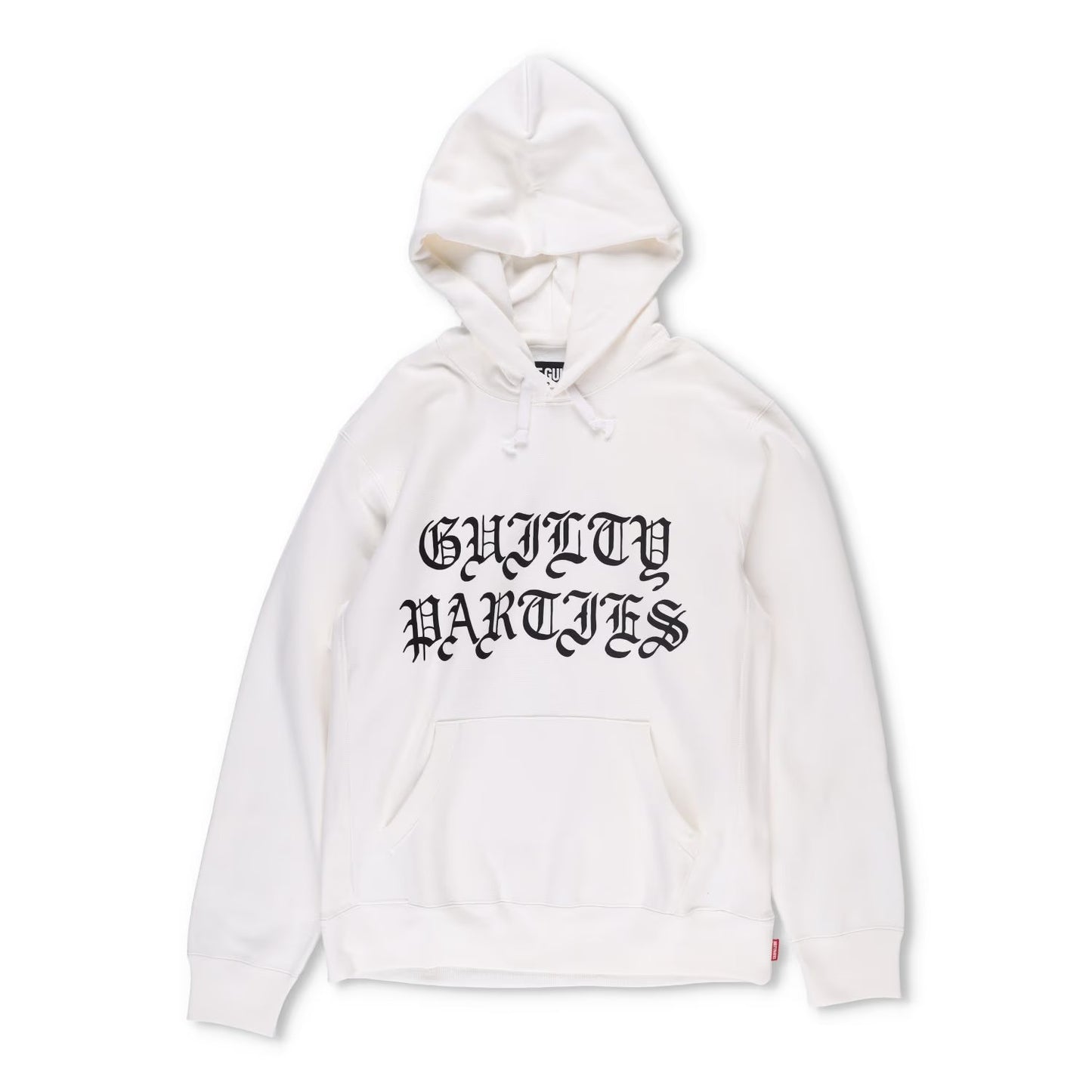 GUILTY PARTIES Mens Hoodie White Large Black Logo Pocket Cotton Size XL RRP 400