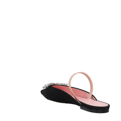 PIFERI Womens Drizella Flat Square Toe Pump Satin Crystal Black UK5 RRP 575 — View 5