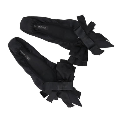 BALENCIAGA Womens Louis XV Pump 25 Black Leather Flats Satin Bow UK 7 RRP 682 — View 8