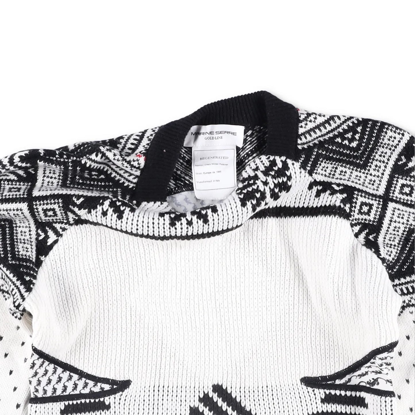 MARINE SERRE Womens Jumper Wool Grey White Black Knitted Crew Neck Size M RRP500 — View 5