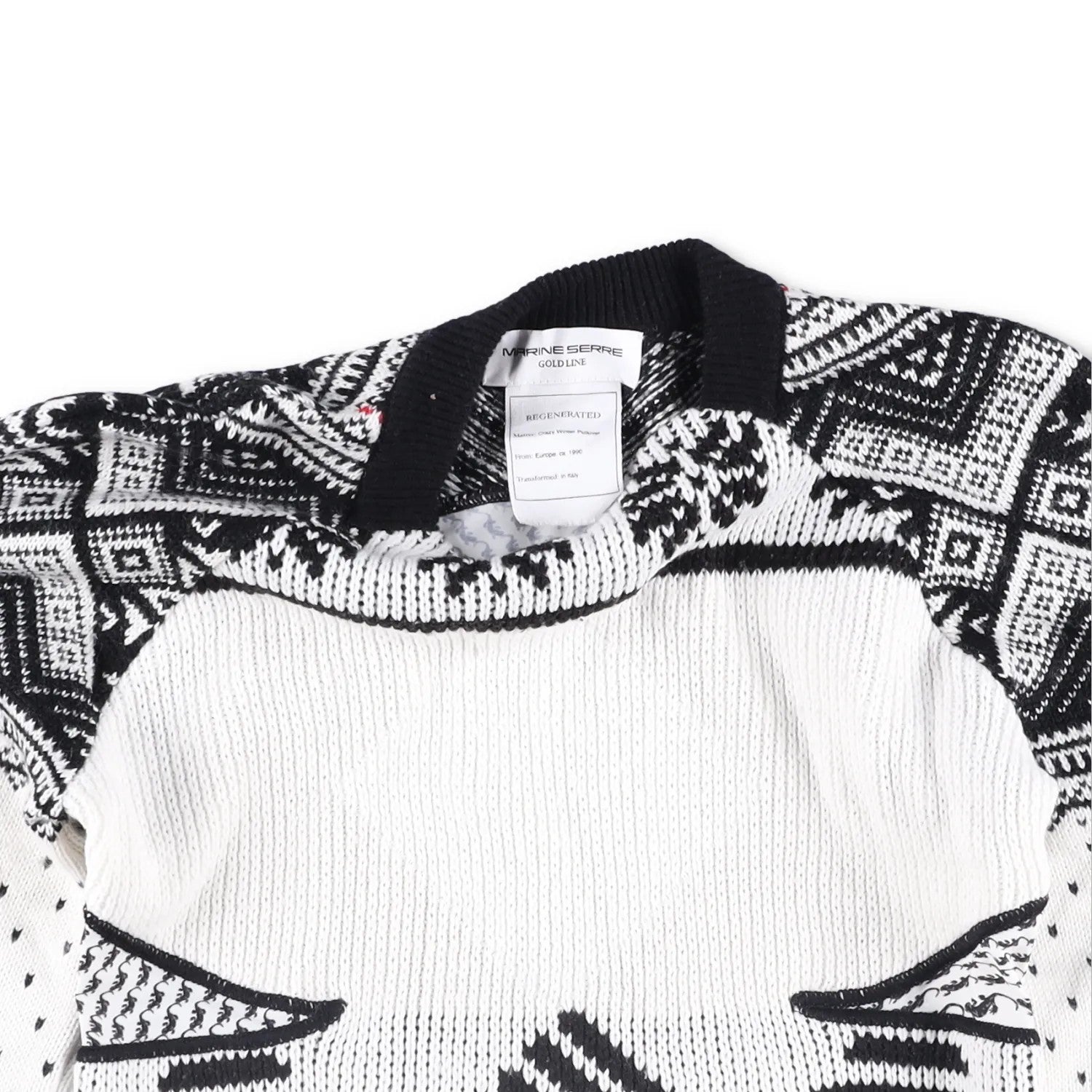 MARINE SERRE Womens Jumper Wool Grey White Black Knitted Crew Neck Size M RRP500 — View 5