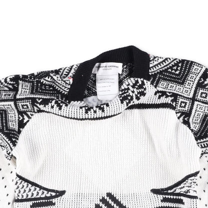 MARINE SERRE Womens Jumper Wool Grey White Black Knitted Crew Neck Size M RRP500 — View 5