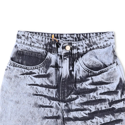 MASHA POPOVA Womens Black Denim Knee Length Boyfriend Shorts Acid Wash 23 RRP365 — View 2
