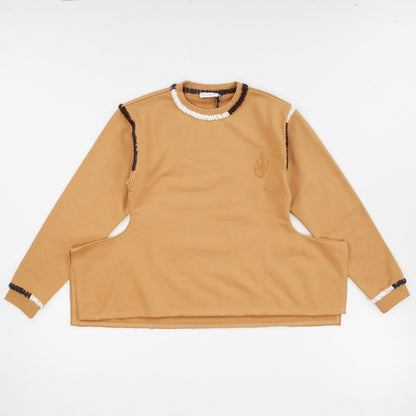 JW ANDERSON Asymmetric Contrast Stitch Crew Sweat Cotton Womens Tobbaco M RRP245 — View 2
