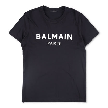 BALMAIN Mens T-Shirt Cotton Crew Neck Short Sleeve Logo Black Size L RRP 325