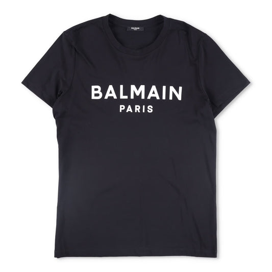 BALMAIN Mens T-Shirt Cotton Crew Neck Short Sleeve Logo Black Size L RRP 325