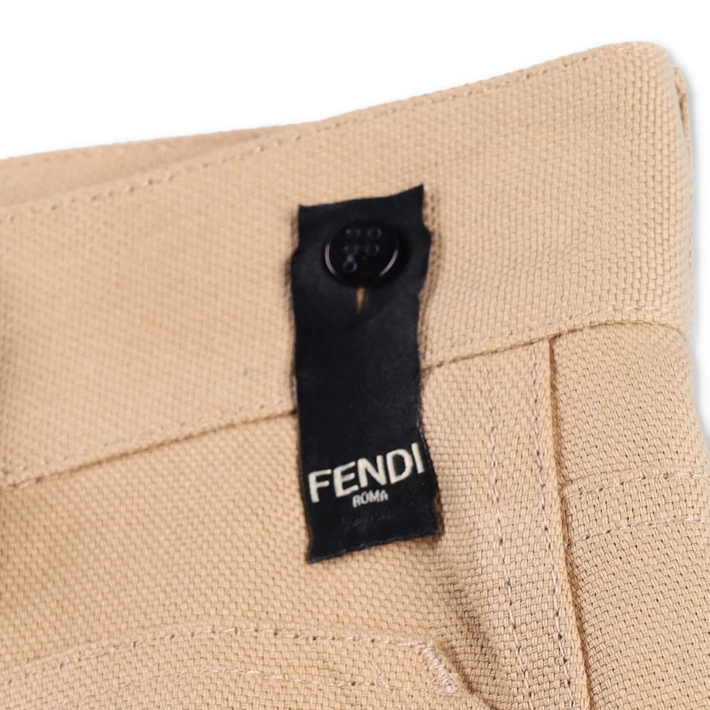 FENDI Mens Bermuda Shorts Paper Canvas Beige Flat Front Zip Size 46 RRP 945 — View 7