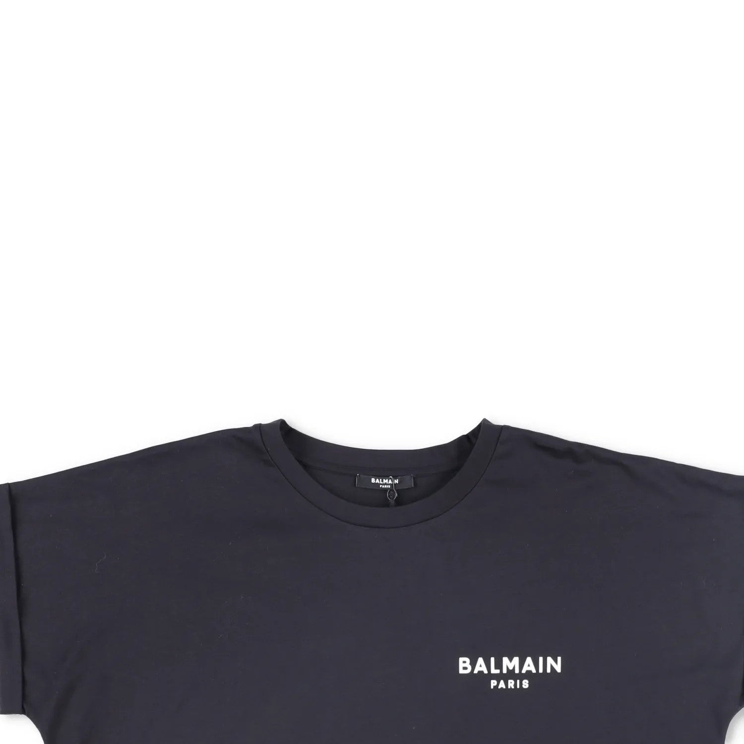 BALMAIN Womens T-Shirt Small Logo Cropped Short Sleeve Crew Neck Black XL RRP295 — View 2
