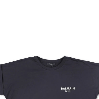 BALMAIN Womens T-Shirt Small Logo Cropped Short Sleeve Crew Neck Black XL RRP295 — View 2