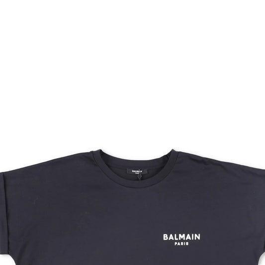 BALMAIN Womens T-Shirt Small Logo Cropped Short Sleeve Crew Neck Black XL RRP295 — View 2
