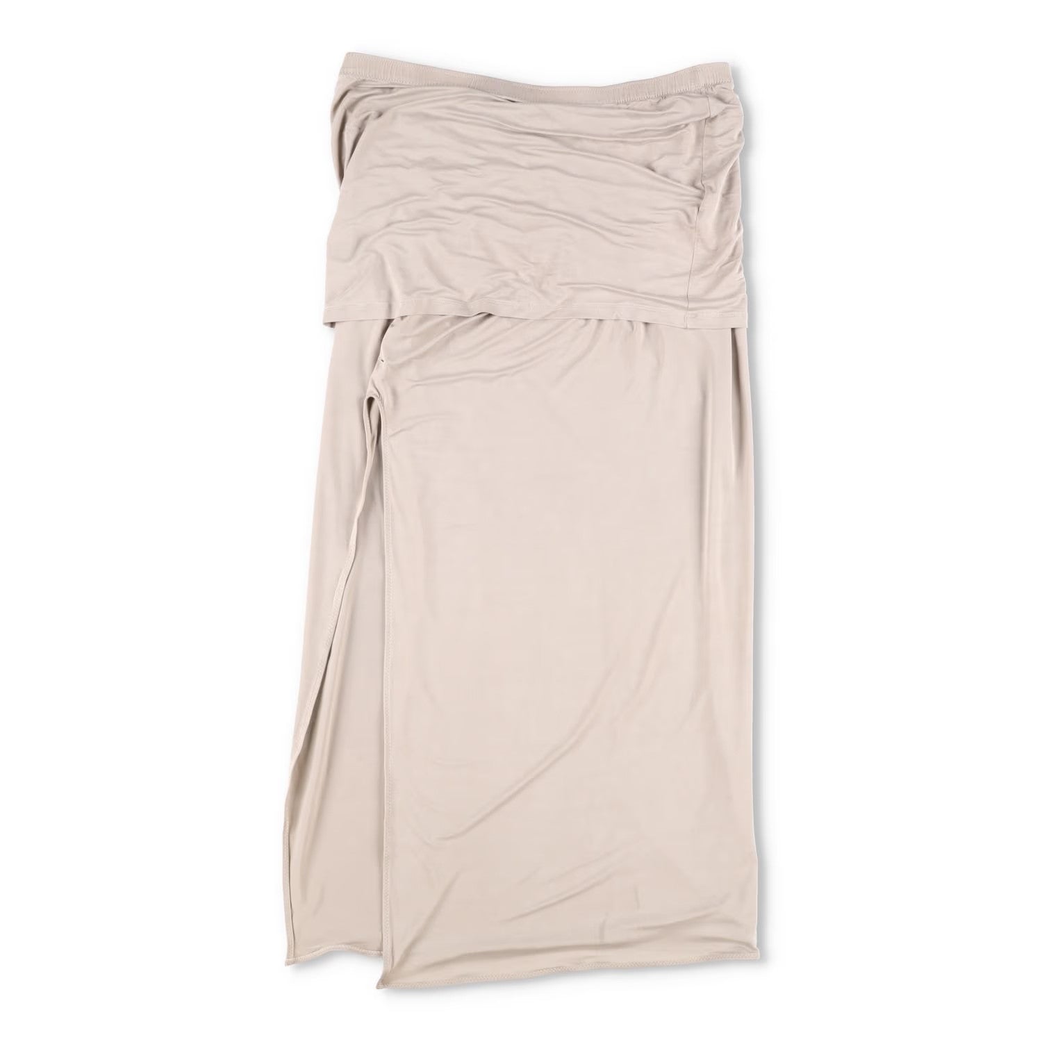 JACQUEMUS Womens Jupe Pareo Croissant Midi Skirt Slit A-Line Beige XXL RRP 520
