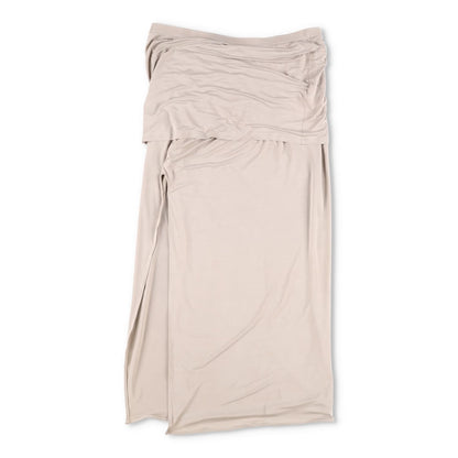 JACQUEMUS Womens Jupe Pareo Croissant Midi Skirt Slit A-Line Beige XXL RRP 520