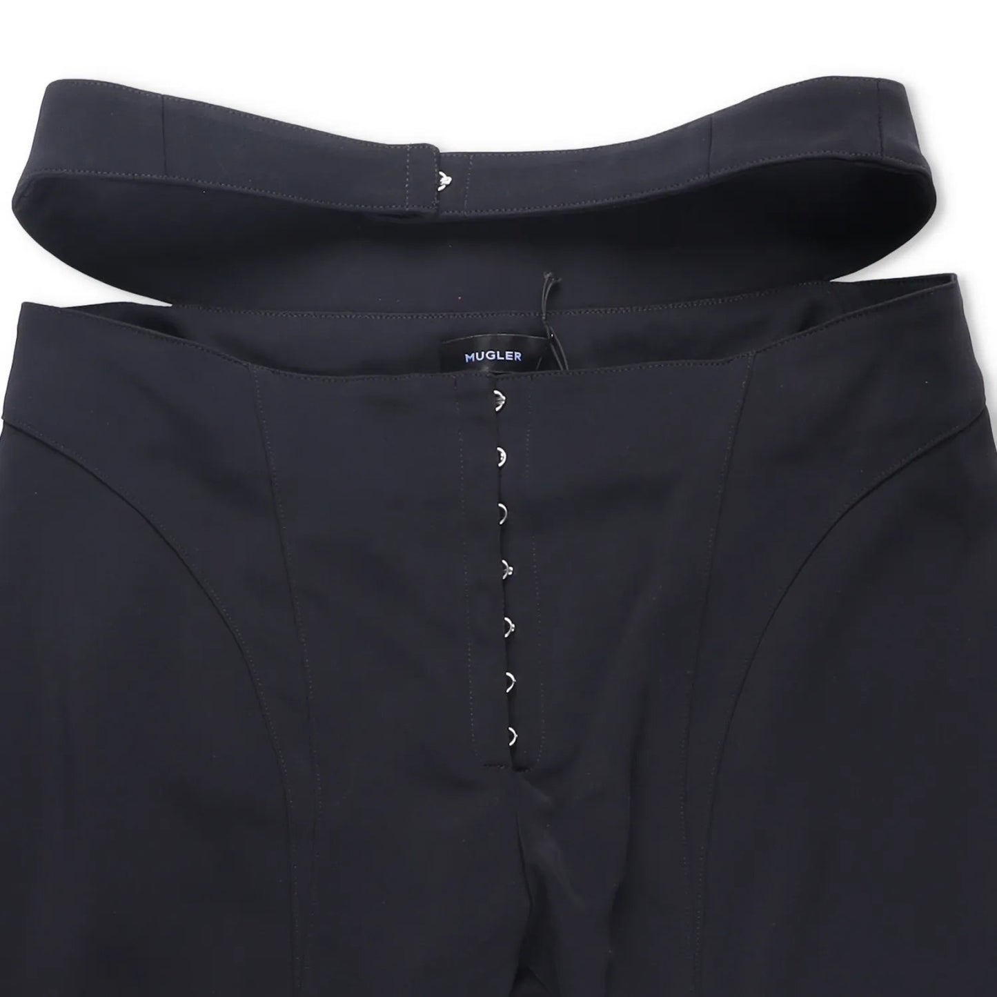 MUGLER Womens Flared Trousers Black Button Flat Front Size 42 RRP 1195 — View 3