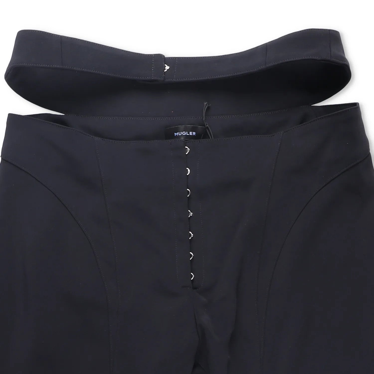 MUGLER Womens Flared Trousers Black Button Flat Front Size 42 RRP 1195 — View 3
