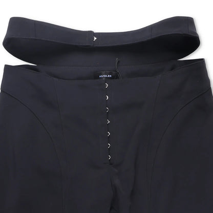 MUGLER Womens Flared Trousers Black Button Flat Front Size 42 RRP 1195 — View 3