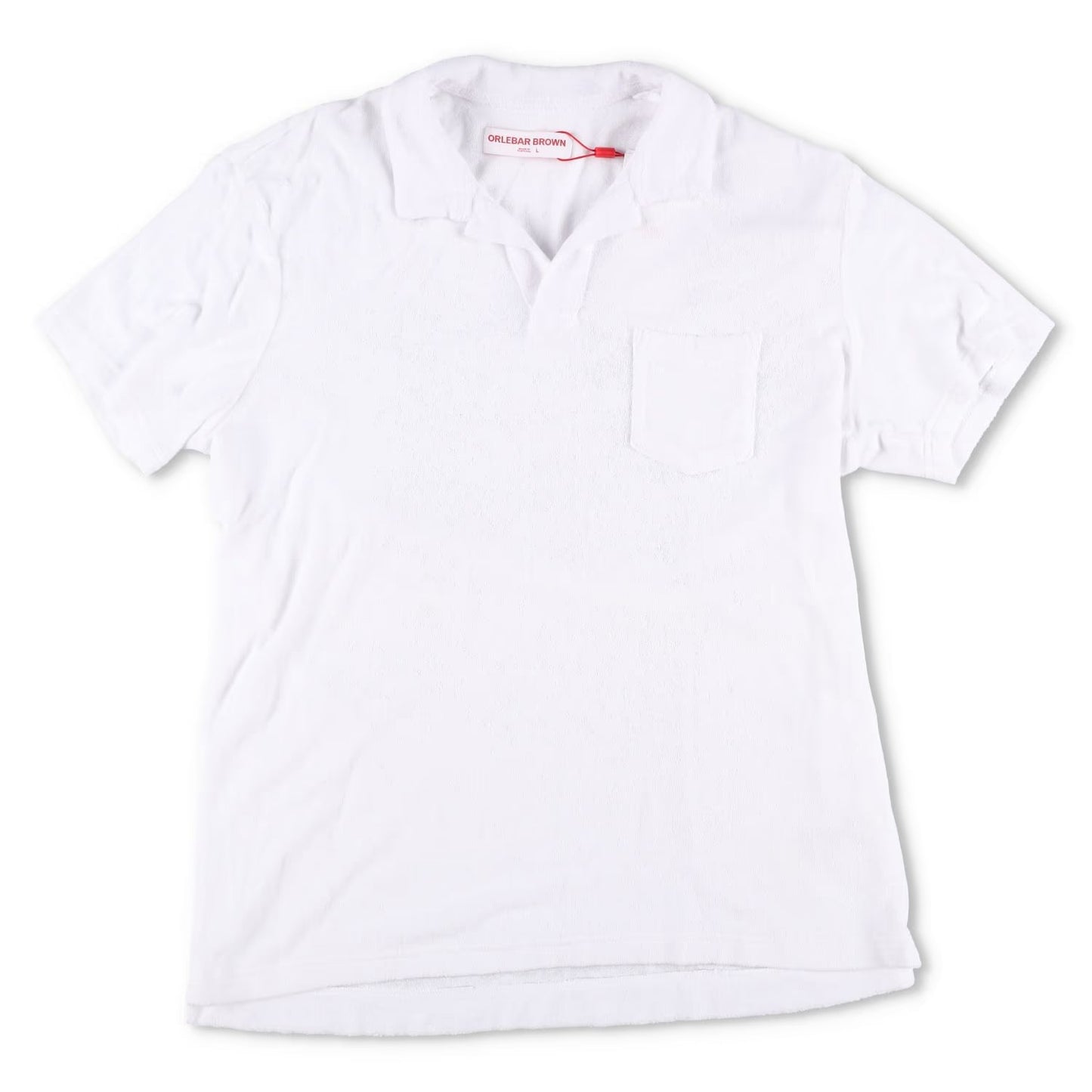 ORLEBAR BROWN Mens Terry Polo Shirt White Short Sleeve Collared Size L RRP 145