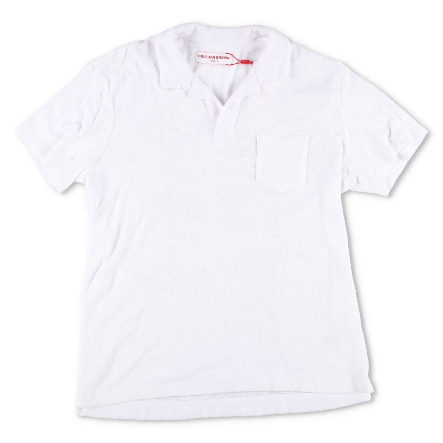 ORLEBAR BROWN Mens Terry Polo Shirt White Short Sleeve Collared Size L RRP 145