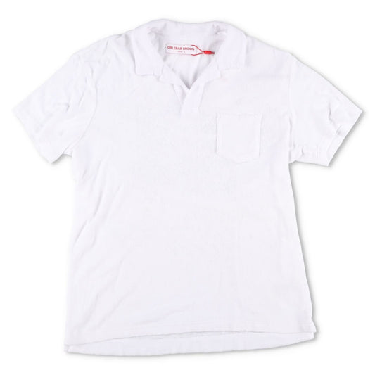ORLEBAR BROWN Mens Terry Polo Shirt White Short Sleeve Collared Size L RRP 145
