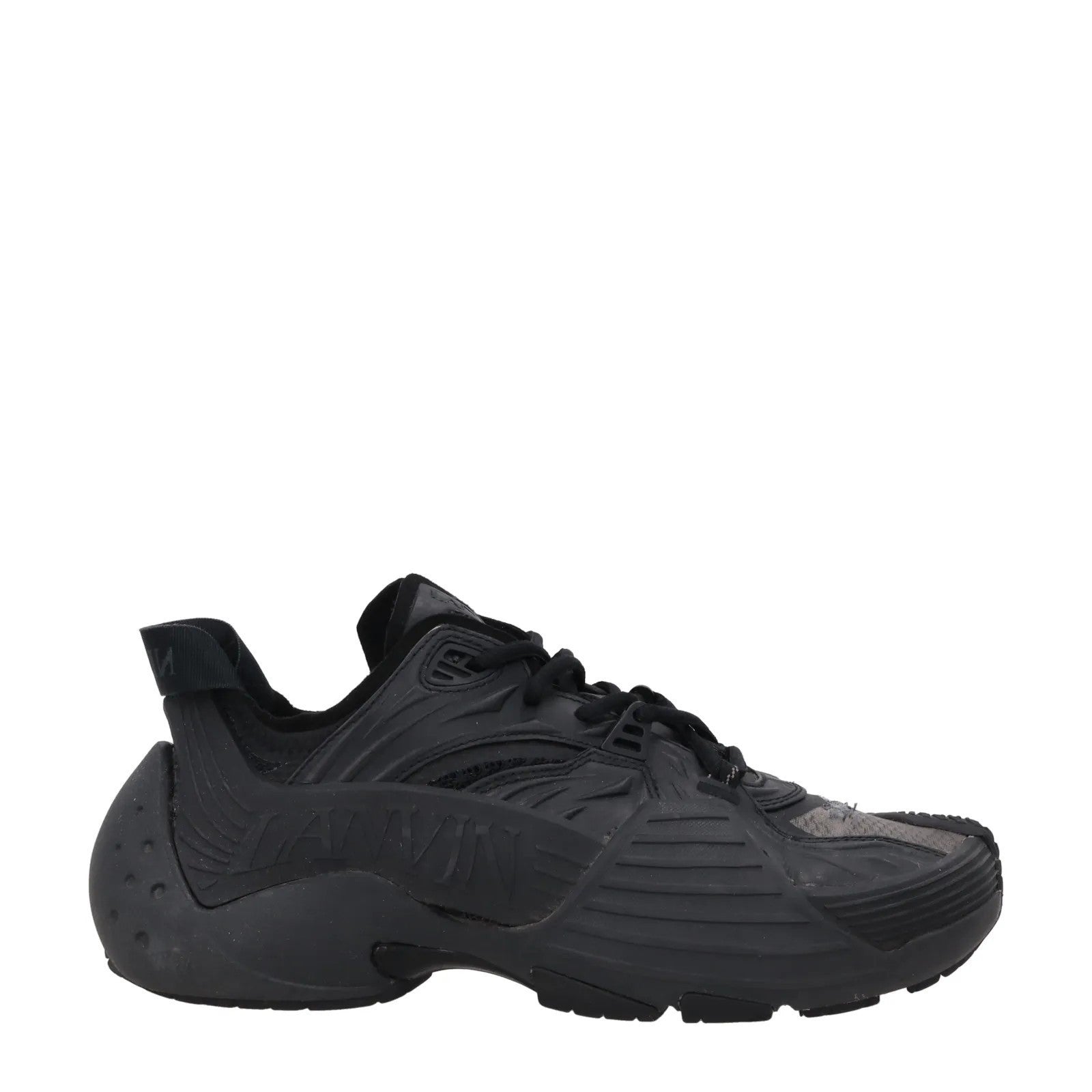 LANVIN Womens Flash-X Sneaker Black Polyurethane Moulded Sole Low Top UK4 RRP630