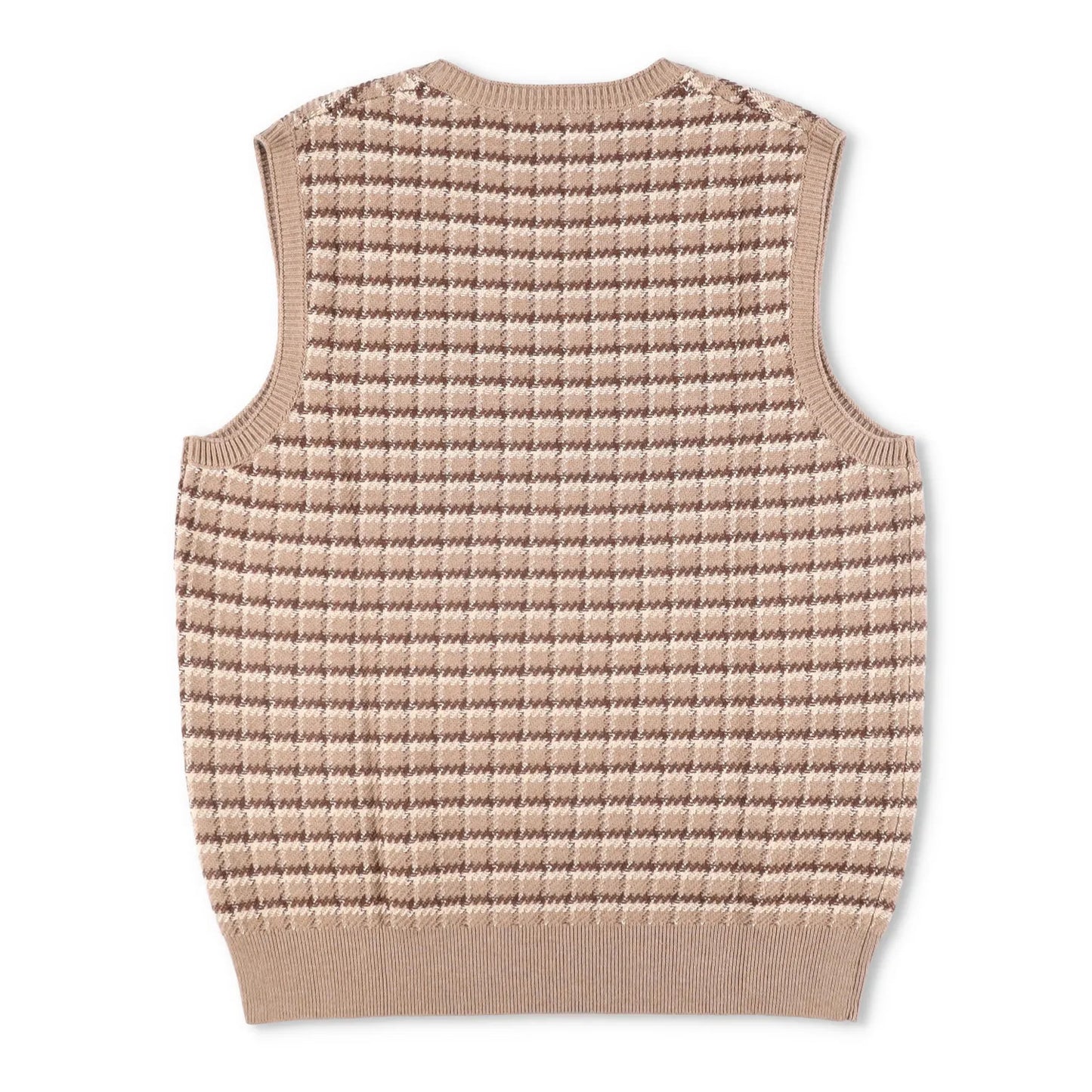 POLO Mens Knit Vest Beige Brown Check Pattern V-Neck Sleeveless Size M RRP 145 — View 8