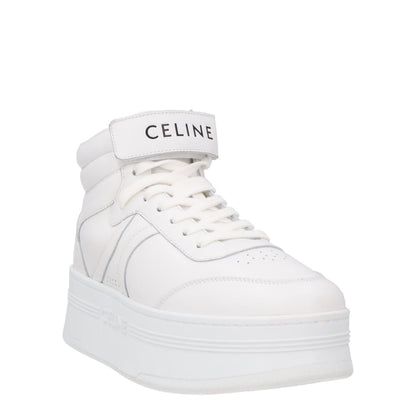 CELINE Womens Mid Lace-Up Sneakers Scratch Leather High Tops White UK 7 RRP 740 — View 2