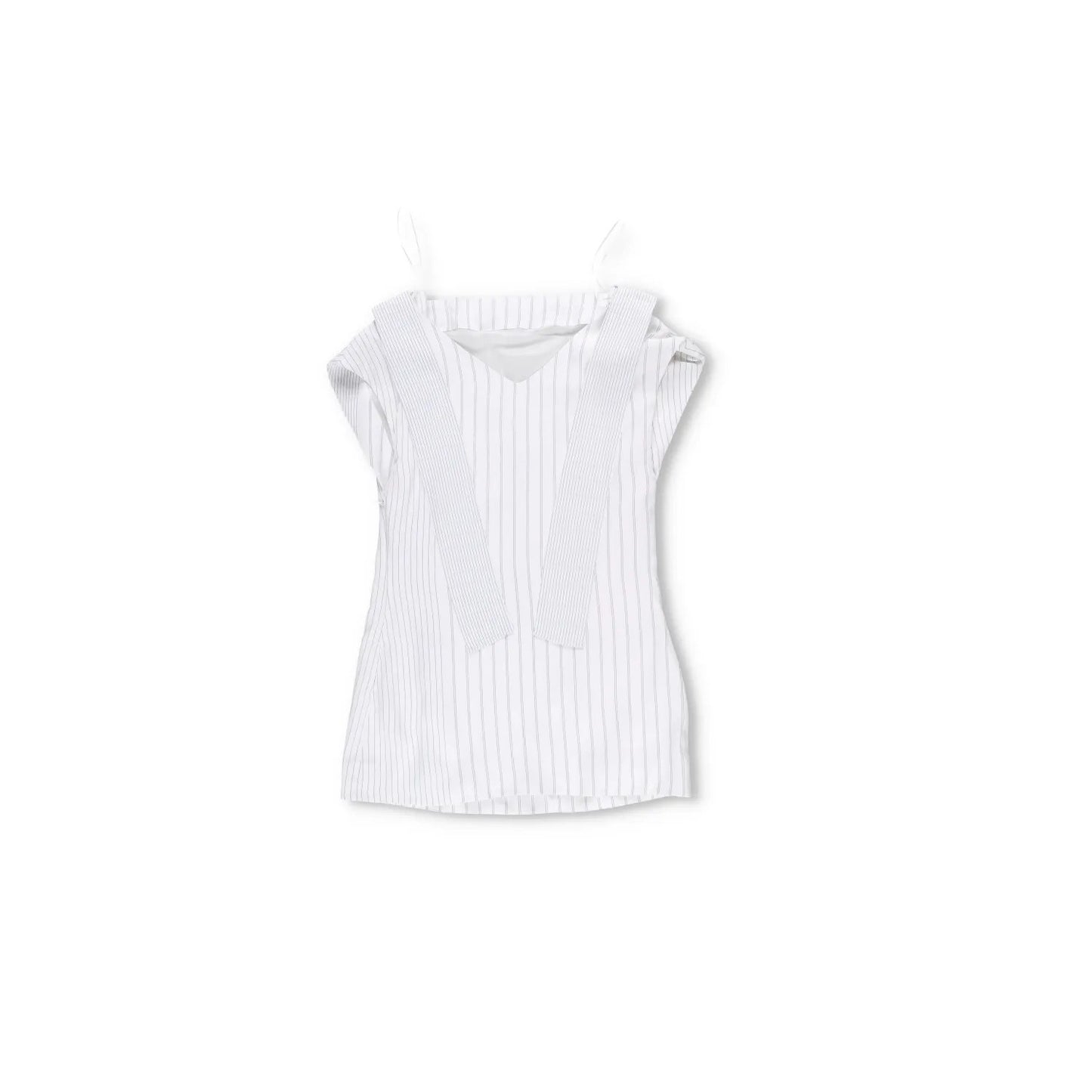 JIL SANDER Womens Dress Silk Blend Mini White Striped Sleeveless Size 38 RRP 350 — View 6