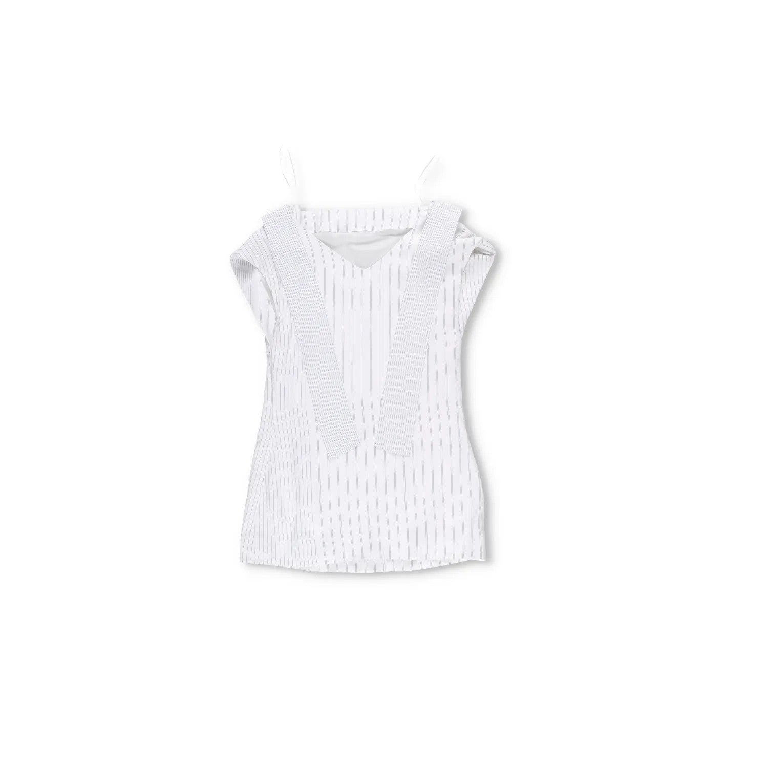 JIL SANDER Womens Dress Silk Blend Mini White Striped Sleeveless Size 38 RRP 350 — View 6