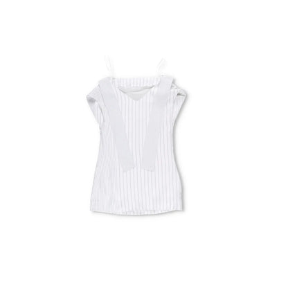 JIL SANDER Womens Dress Silk Blend Mini White Striped Sleeveless Size 38 RRP 350 — View 6