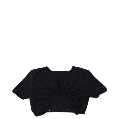 CHRISTOPHER ESBER Womens Prong T-Shirt Cropped Black Short Sleeve UK 12 RRP 180