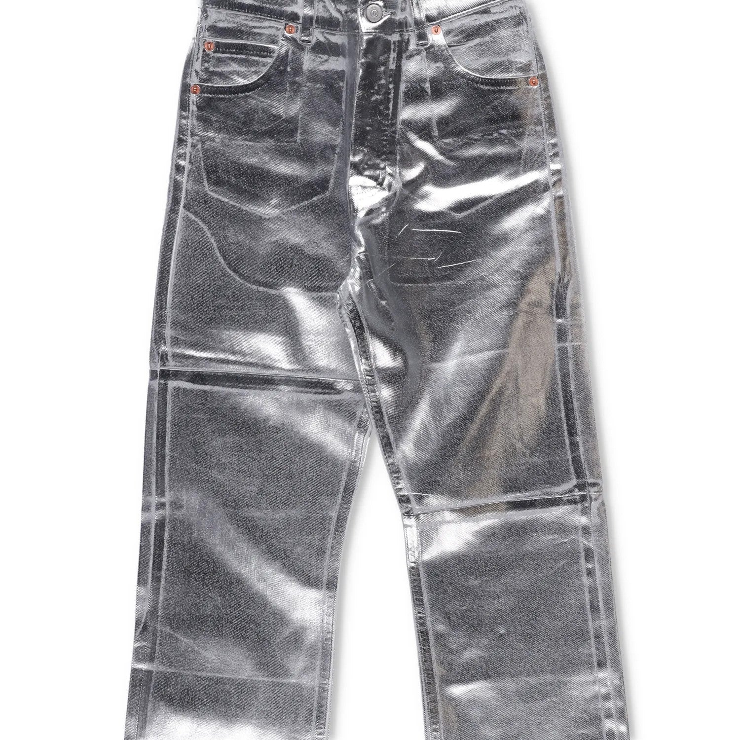 MM6 Mens Jeans Straight Leg High Waist Aluminium Denim Silver Size 26 RRP 406 — View 3