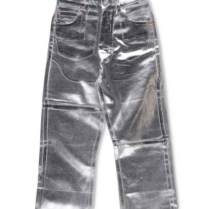 MM6 Mens Jeans Straight Leg High Waist Aluminium Denim Silver Size 26 RRP 406 — View 3