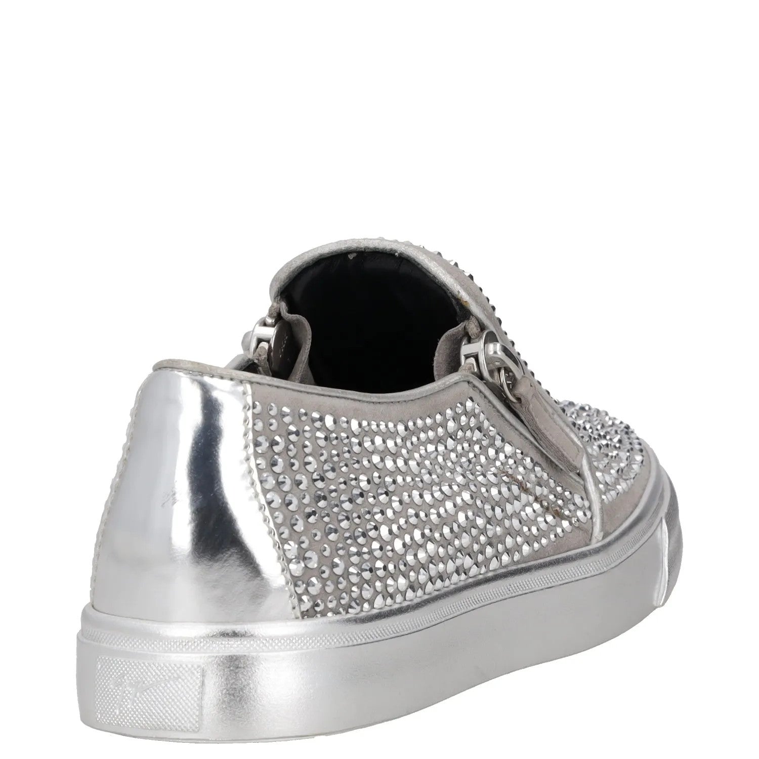 GIUSEPPE ZANOTTI Womens Trainers Silver Leather Embellished Low Top UK 3 RRP 400 — View 6