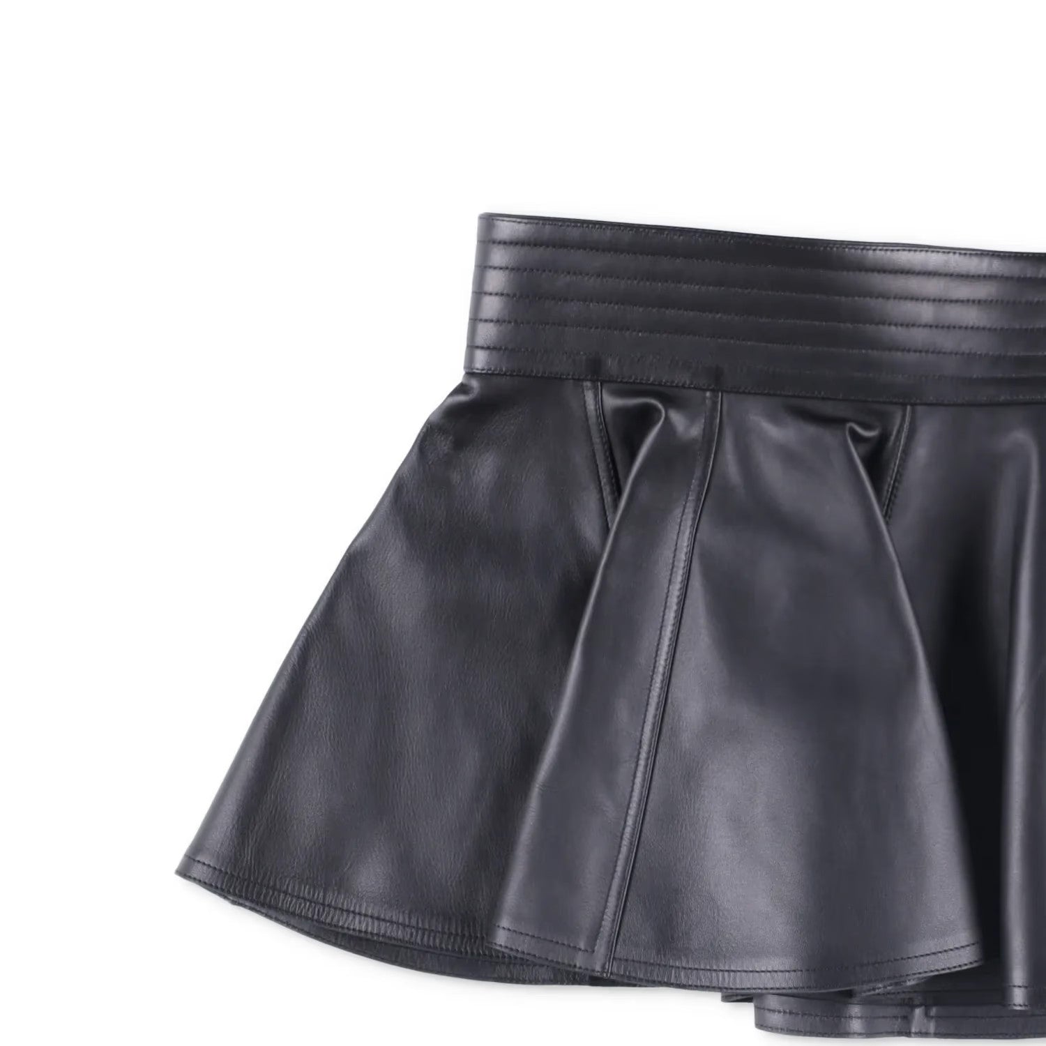ALAIA Womens Mini Skirt Belt Pleated Nappa Leather Black Size 40 RRP 2529 — View 2