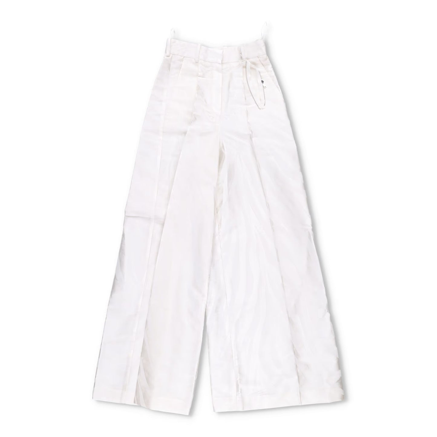 NINA RICCI Zebra-Jacquard Palazzo Pants White Wide Leg Trousers Size 34 RRP 675