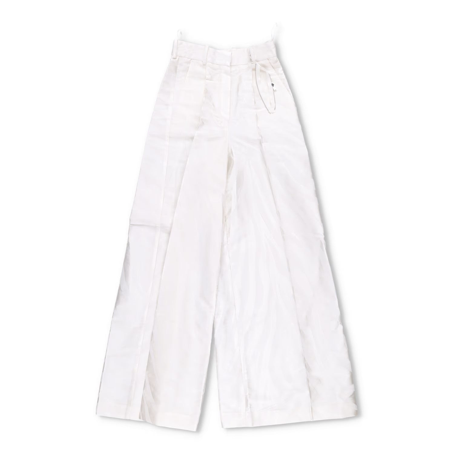 NINA RICCI Zebra-Jacquard Palazzo Pants White Wide Leg Trousers Size 34 RRP 675