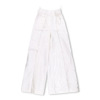 NINA RICCI Zebra-Jacquard Palazzo Pants White Wide Leg Trousers Size 34 RRP 675