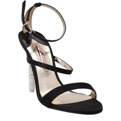 SOPHIA WEBSTER Rosalind Crystal Sandals Black Satin Leather Lining UK 6.5 RRP500 — View 2